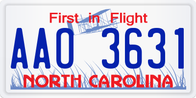 NC license plate AAO3631