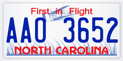 NC license plate AAO3652