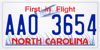NC license plate AAO3654