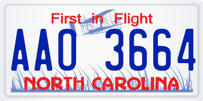 NC license plate AAO3664