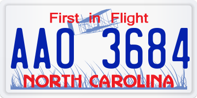 NC license plate AAO3684