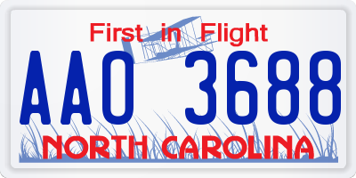 NC license plate AAO3688