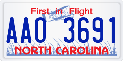 NC license plate AAO3691