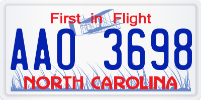 NC license plate AAO3698
