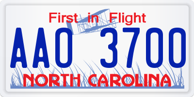 NC license plate AAO3700