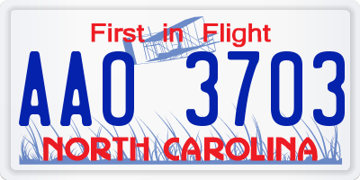NC license plate AAO3703