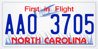 NC license plate AAO3705