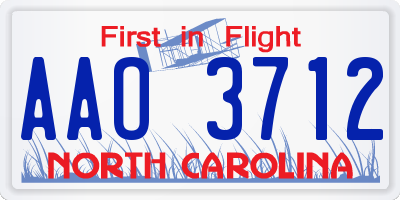 NC license plate AAO3712