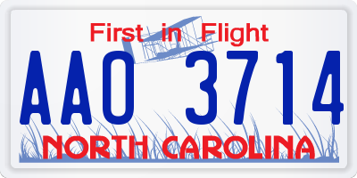 NC license plate AAO3714