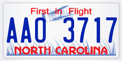 NC license plate AAO3717