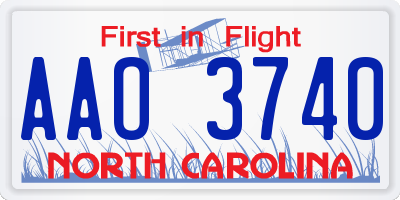NC license plate AAO3740