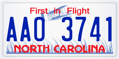 NC license plate AAO3741