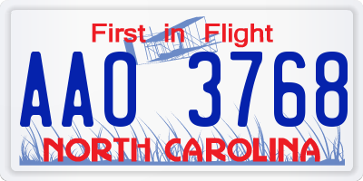 NC license plate AAO3768