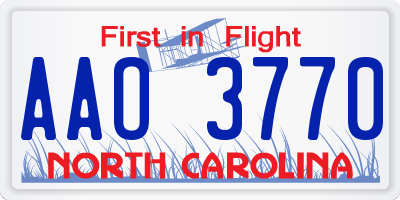 NC license plate AAO3770