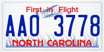 NC license plate AAO3778