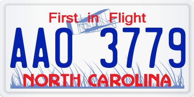 NC license plate AAO3779