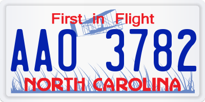 NC license plate AAO3782