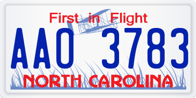 NC license plate AAO3783