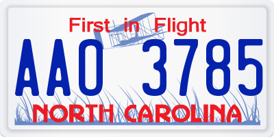 NC license plate AAO3785
