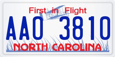 NC license plate AAO3810