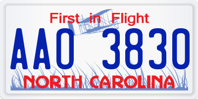 NC license plate AAO3830