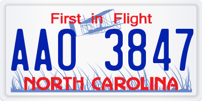 NC license plate AAO3847