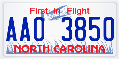 NC license plate AAO3850