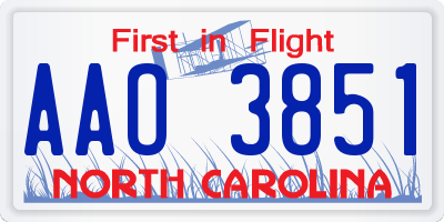 NC license plate AAO3851