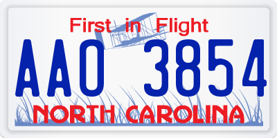 NC license plate AAO3854