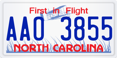 NC license plate AAO3855