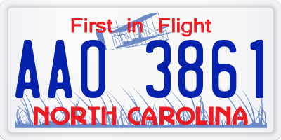 NC license plate AAO3861