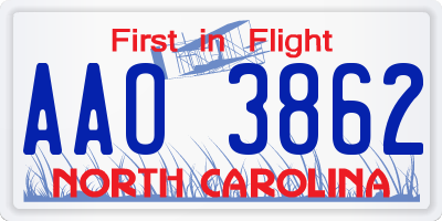 NC license plate AAO3862