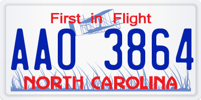 NC license plate AAO3864