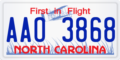 NC license plate AAO3868