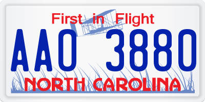 NC license plate AAO3880