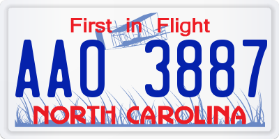 NC license plate AAO3887
