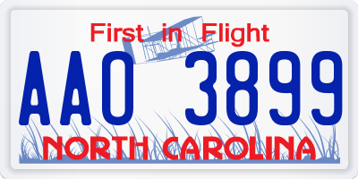 NC license plate AAO3899