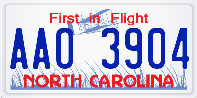 NC license plate AAO3904