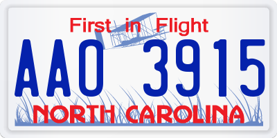 NC license plate AAO3915