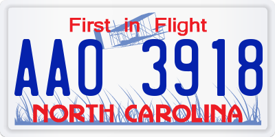 NC license plate AAO3918