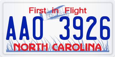 NC license plate AAO3926