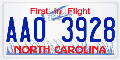 NC license plate AAO3928