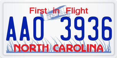NC license plate AAO3936