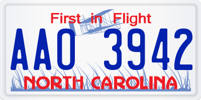 NC license plate AAO3942