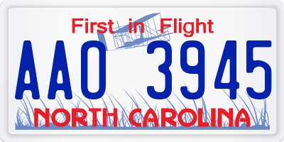 NC license plate AAO3945