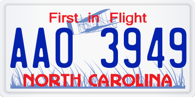 NC license plate AAO3949