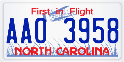 NC license plate AAO3958