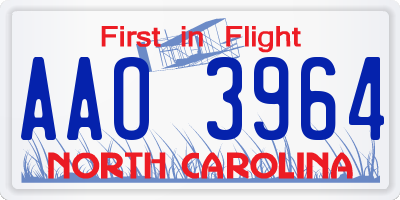 NC license plate AAO3964