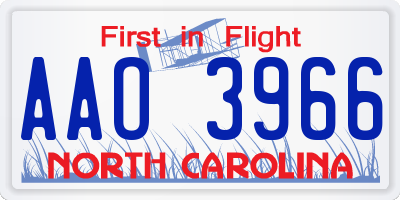 NC license plate AAO3966
