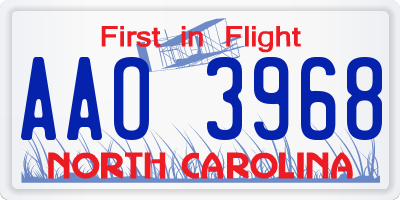 NC license plate AAO3968